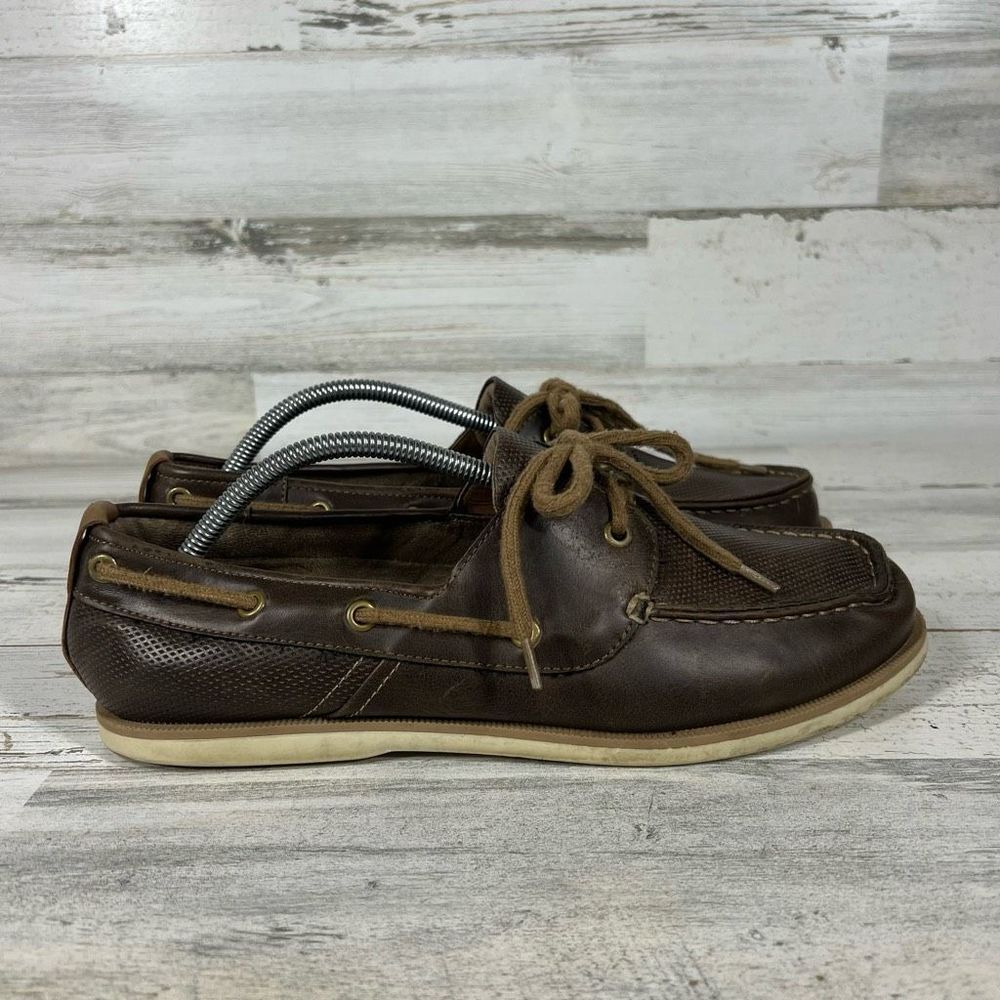 SONOMA Kutcher Men's Brown Boat Shoes Size 11M Cushioned Footbed Slip On Loafers